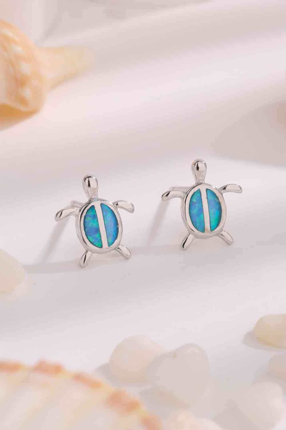 Opal Turtle 925 Sterling Silver Stud Earrings